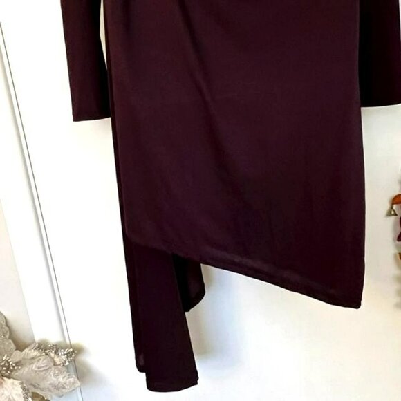 NWOT TOPSHOP DARK PLUM DRAPE FRONT ASYMMETRICAL CREPE DRESS SIZE 10 - Picture 13 of 14